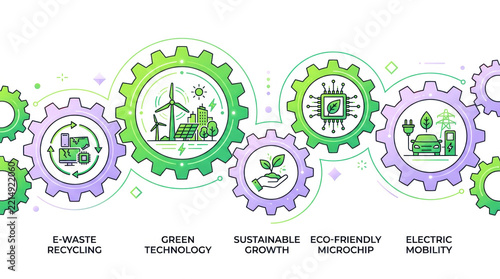 Sustainable Green Technology Gears Concept