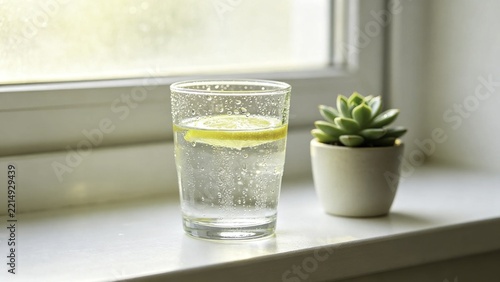Lemon Water and Succulent Window