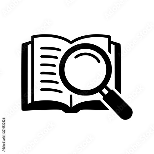 book with magnifier icon vector