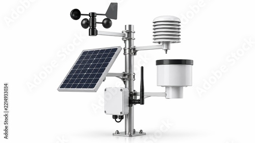 Professional wireless weather station with solar panel and anemometer sensor kit for accurate meteorology and climate data collection