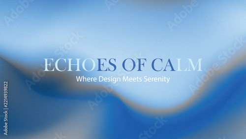 Minimalist Typographic Poster Template with Blue Grainy Gradient Background and Calming Waves