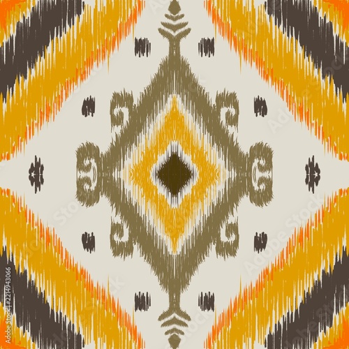 Illustration of an abstract geometric ikat pattern.