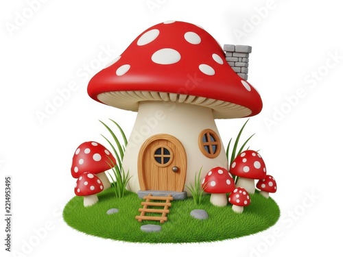 Enchanting mushroom house in a whimsical forest