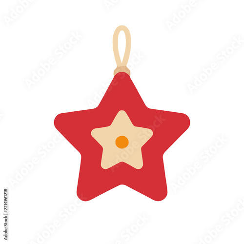 Red star ornament with loop
