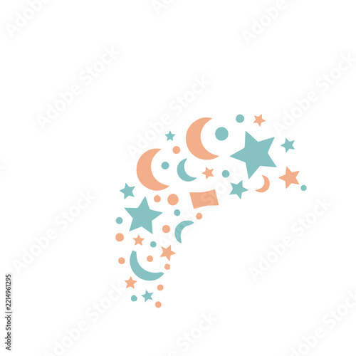 Stars and moons pattern isolated on transparent background
