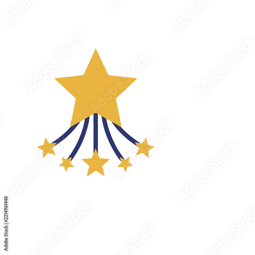 Yellow stars with blue ribbons