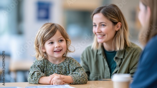 Smiling Toddler Girl and Mother in Pediatric Consultation