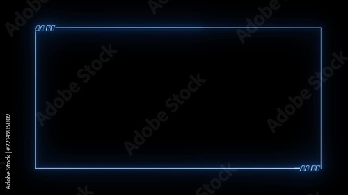 neon glowing border frame lower third and UI box motion graphics element animation.