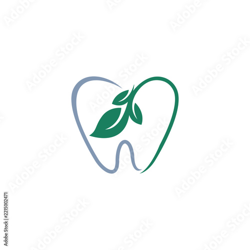 nature dental leaf logo tooth teeth outline line vector icon