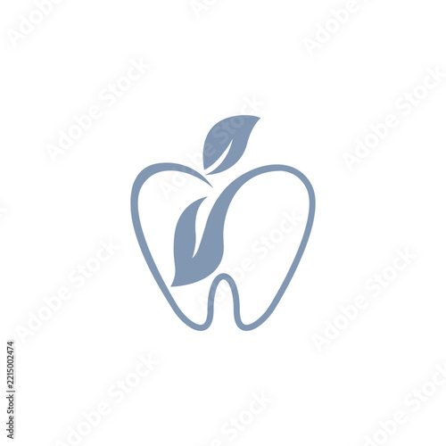 nature dental leaf logo tooth teeth outline line vector icon