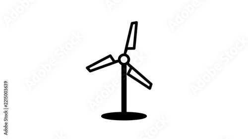 Wind turbine animated line icon. Black color line icon animation.