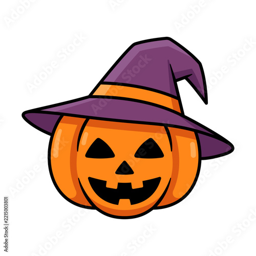 Halloween Pumpkin With Witch Hat