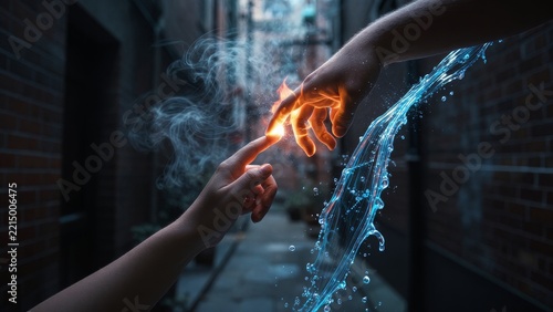 Connection of Elements in Urban Space with Human Touch and Water