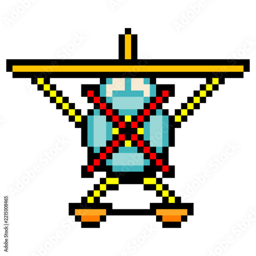 Front view of an amphibious aircraft in pixel art style.