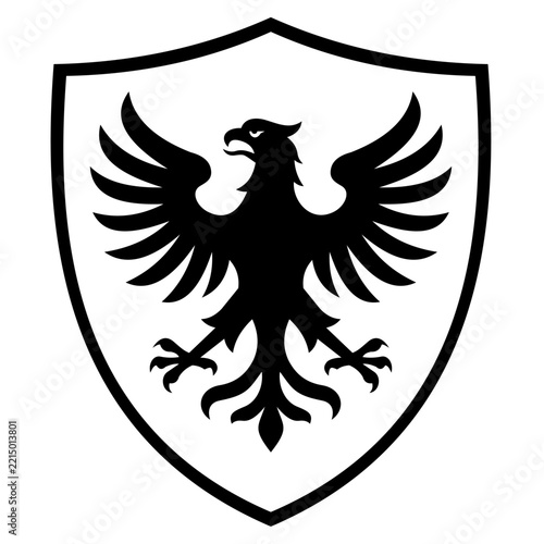 Majestic heraldic shield featuring a double-headed eagle emblem