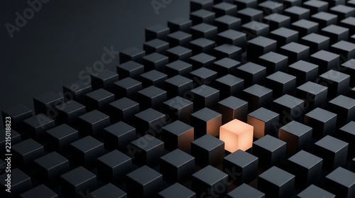 Glowing Cube Standing Out From Crowd For Leadership Business Strategy And Innovation Concepts