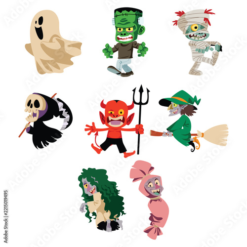 Cute Halloween Monsters and Spooky Character Illustration Collection