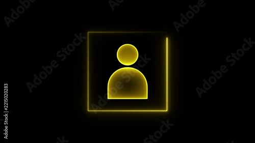 Glowing neon light people icon. Looped Neon Lines abstract on background. Communication man profile