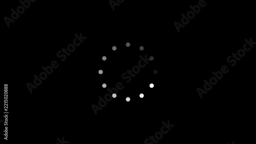 Loading wheel animation - Small spinning white circle of dots going in loop animated on transparent alpha