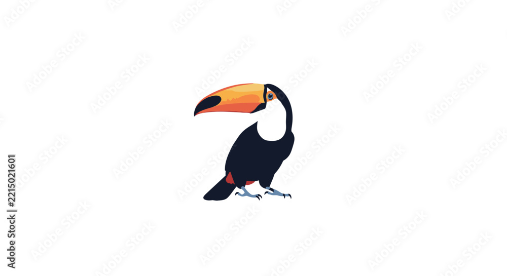 Fototapeta premium Colorful exotic toucan bird head graphic on clean white background