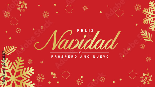 Elegantes adornos navideños dorados y copos de nieve sobre un fondo oscuro