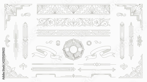 Art Deco Decorative Elements, Ornate Borders, Corners, and Ornaments
