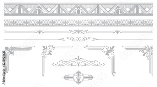 Art Deco Decorative Elements Isolated Transparent Background
