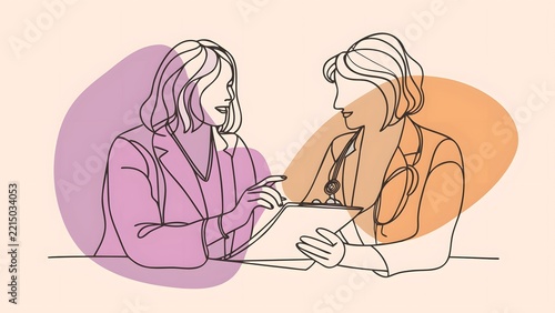 Medical consultation and patient diagnosis. Healthcare support and clinical advice. Doctor discussing medical records with a patient in clinic