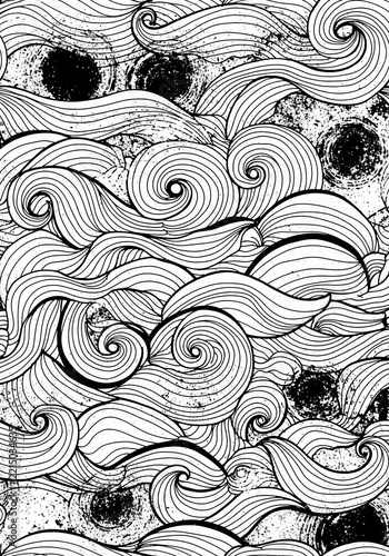 Whimsical Black and White Swirls and Dots Pattern - Abstract Organic Texture
