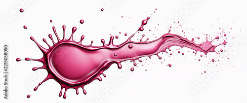 Vibrant magenta liquid splash abstract white background for graphic design, creative projects, artistic banners and modern website overlays