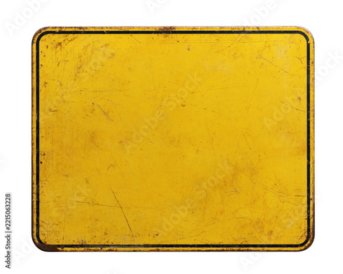 Blank yellow metal sign isolated on transparent background
