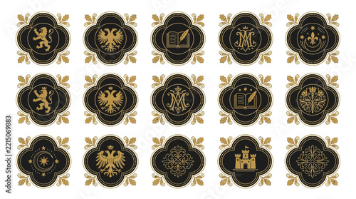Decorative Heraldic Emblems Set Isolated