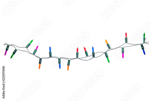 String of Christmas lights isolated on transparent background.