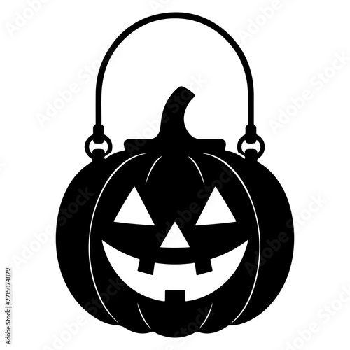 Halloween Jack-O'-Lantern Pumpkin Pail Black Silhouette