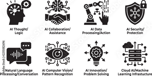 Artificial Intelligence Icon Set for Technology and Automation