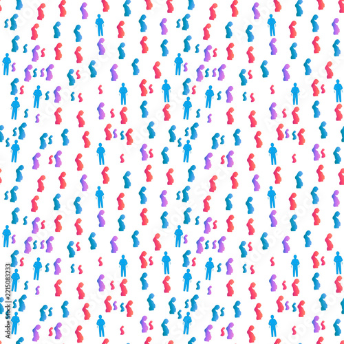 Seamless pattern of pregnant women and men silhouettes