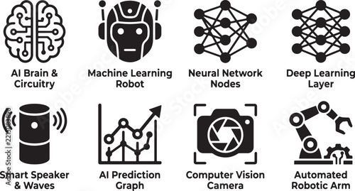Artificial Intelligence and Machine Learning Icon Set