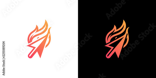 Fiery Cursor Logo Fast Click and Trending Digital Concept