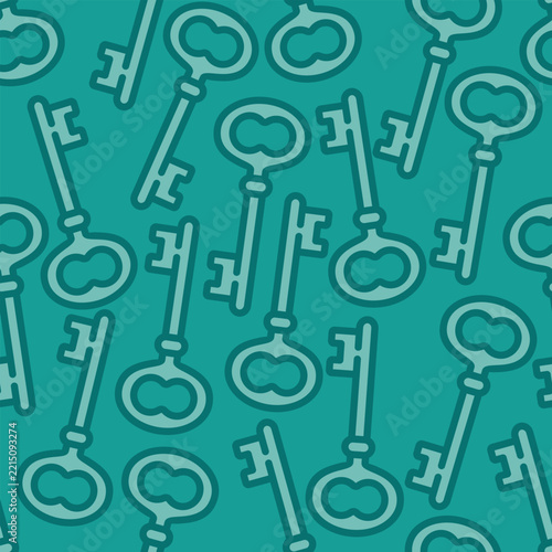 Teal key seamless pattern background