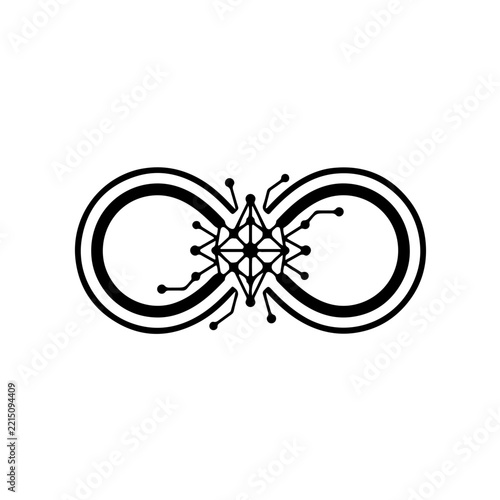 Digital endless bond icon featuring a modern infinity symbol integrated with digital network nodes and secure connection points, symbolizing eternal trust in the digital age.
