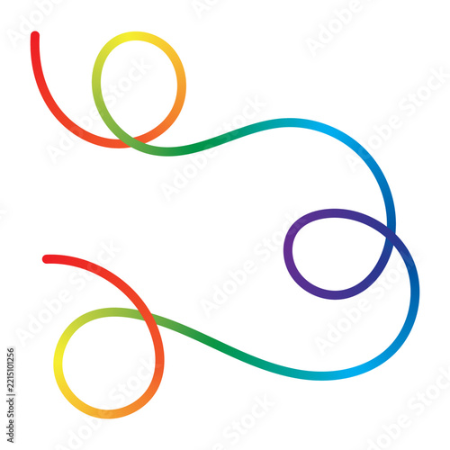 Abstract Colorful Continuous Ribbon Composition with Interlocking Loops and Smooth Organic Curves