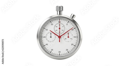 Realistic metal stopwatch isolated on transparent background