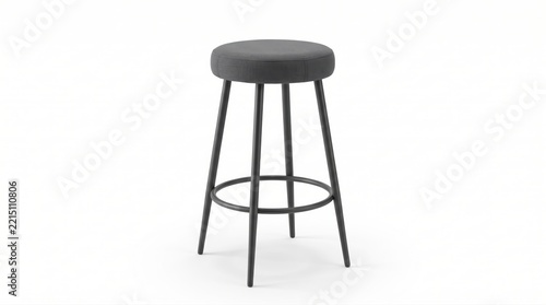 Modern dark grey round bar stool with metal legs for home interior design