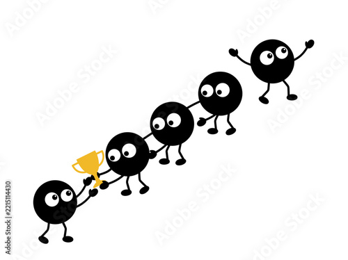 Cartoon Characters Passing a Golden Trophy Award Celebration