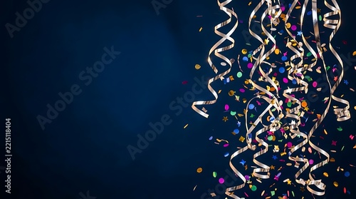 Streamers and Colorful Confetti Background