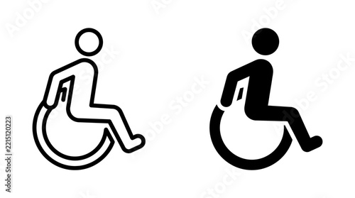 Public facility accessibility person in wheelchair outline and filled icon
