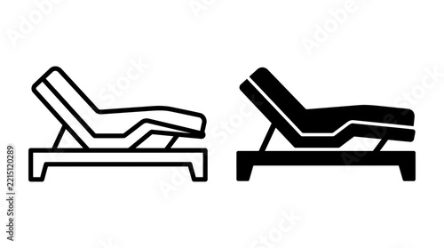 Lounge chair beach vacation leisure furniture outline and filled icon