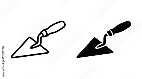 Trowel masonry construction garden worker tool outline and filled icon