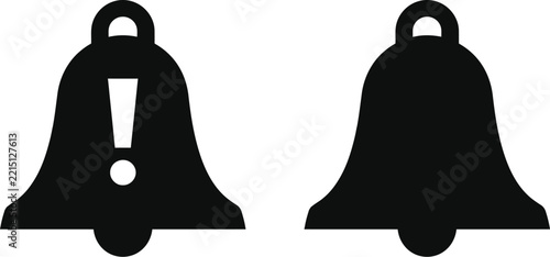 Bell icon silhouette set with notification alert and simple design