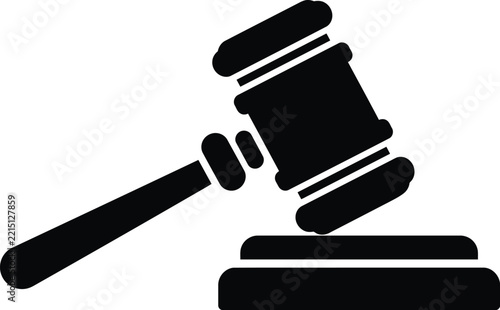 Gavel icon silhouette representing legal system and justice